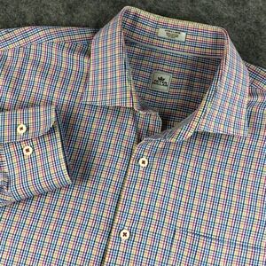 \Peter Millar Mens XL Multi Color Plaid Button Down Cotton Shirt Golf